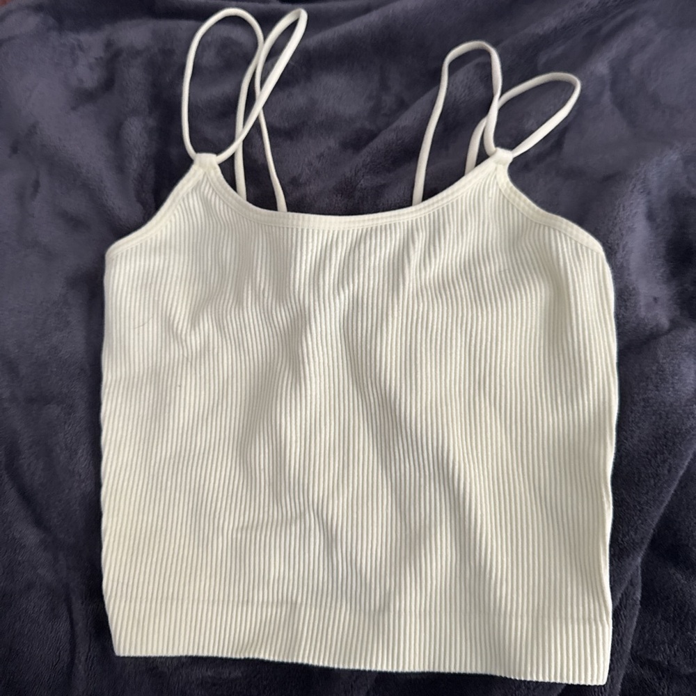 Women's Cream Ribbed Tank Top